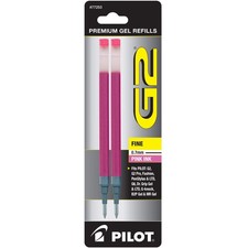 Pilot, G2 Gel Ink Refills, Fine Point 0.7 mm, Pink, 2 Count Pack of 1 , Pink