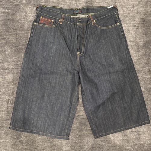 Vintage Selvedge Coogi Jorts Men's 40 Dark Wash Baggy Denim Colorful Embroidery - Picture 1 of 16