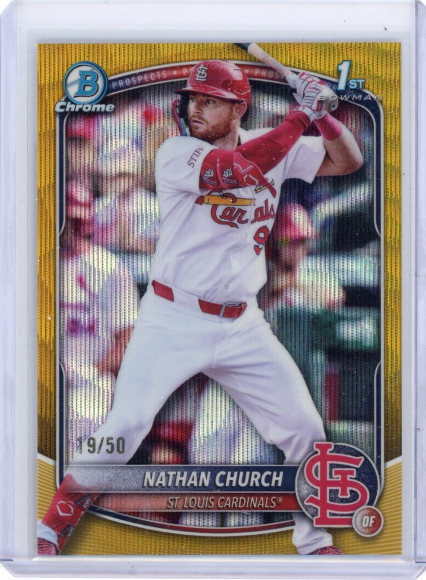 Nathan Church 2025 Bowman Chrome 1st Gold Wave Refractor /50 #BCP-192