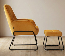 Loungesessel gelb Samt Sessel und Fußhocker - Angebot senden & sparen