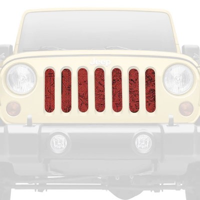 For Jeep TJ 97-06 Main Grille 1-Pc Moab Topography Map Canyon Lands Style Red