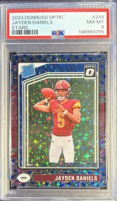Jayden Daniels 2024 Donruss Optic #248 Rated Rookie Stars SSP RC PSA 8 - Bild 1 von 2