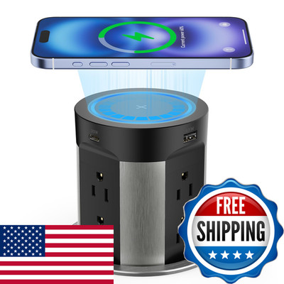 Kungfuking Pop Up Outlet For Countertop Kitchen 15W Wireless Charger 75W Usb C