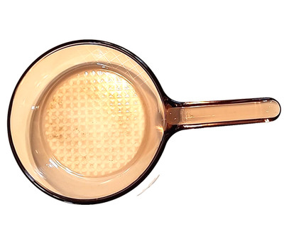 Vintage Vision Corning France Waffle Bottom Cookware Amber Glass Frying Pan READ