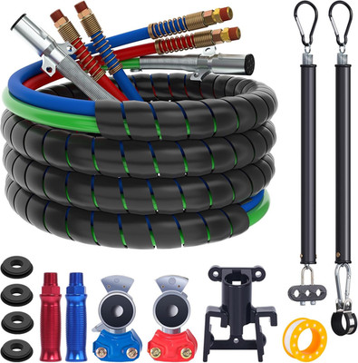 15FT Semi Truck Air Line Kit with Gladhand Holder and Springs Kit Red & Blue Air