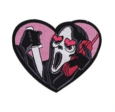 Spooky Girl Iron On Patch Creepy Pink Heart Gothic Emo Mystic Ghost Halloween   