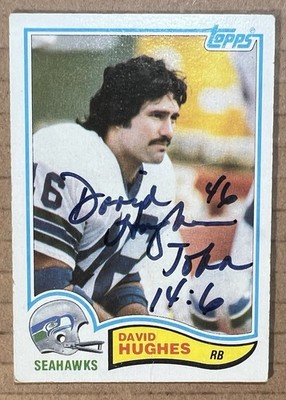 DAVID HUGHES AUTOGRAPHED 1982 TOPPS ROOKIE FOOTBALL CARD # 248 SEATTLE SEAHAWKS