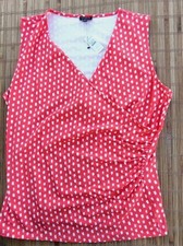 NWT Talbots XL Criss Cross Wrap Ruched Front Orange White Polka Dot Cami Top