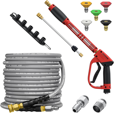 #ad 5000PSI Pressure Washer Gun and Hose Kit 50FT Kink Resistant Steel Braided Powe $134.12