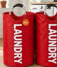 95L Extra Large Laundry Basket Waterproof Dirty Clothes Hamper Collapsible Qty 1