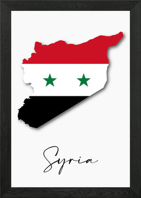 Syria Country Map Flag Framed Wall Art Poster Canvas Print Picture