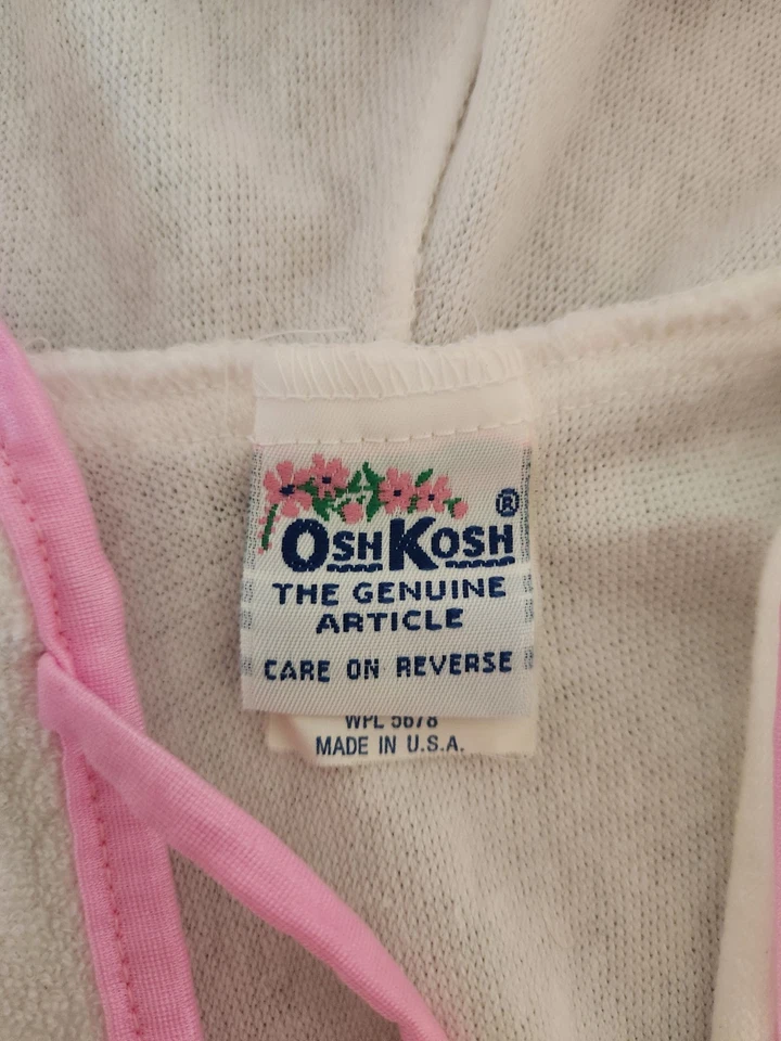 VTG OshKosh Bgosh 18 Months White Terry Swim Coverup Baby Girl - Image 3 of 4