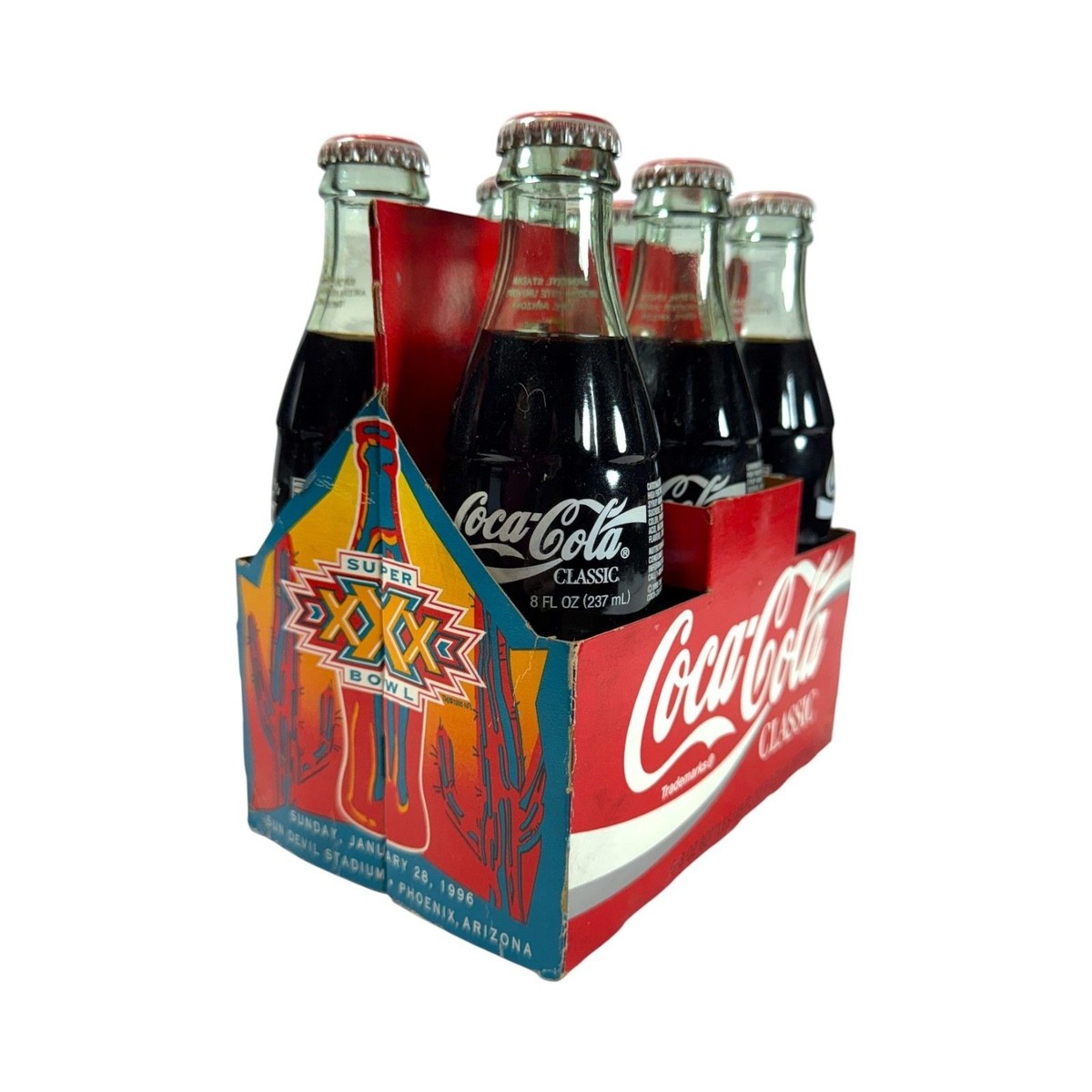 Coca-Cola Classic Super Bowl XXX Commemorative 6-Pack Bottles 8 FL