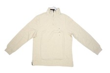 Club Room Sweater Mens Medium Beige French Rib 1/4 Zip Mock Neck Pullover Knit