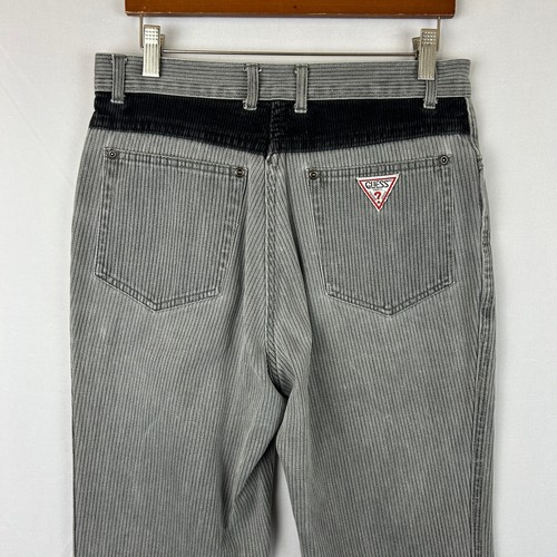 Guess Vintage 90s Corduroy Straight Leg Pants Gray Men's Measures Size 30x33 - Picture 3 of 12