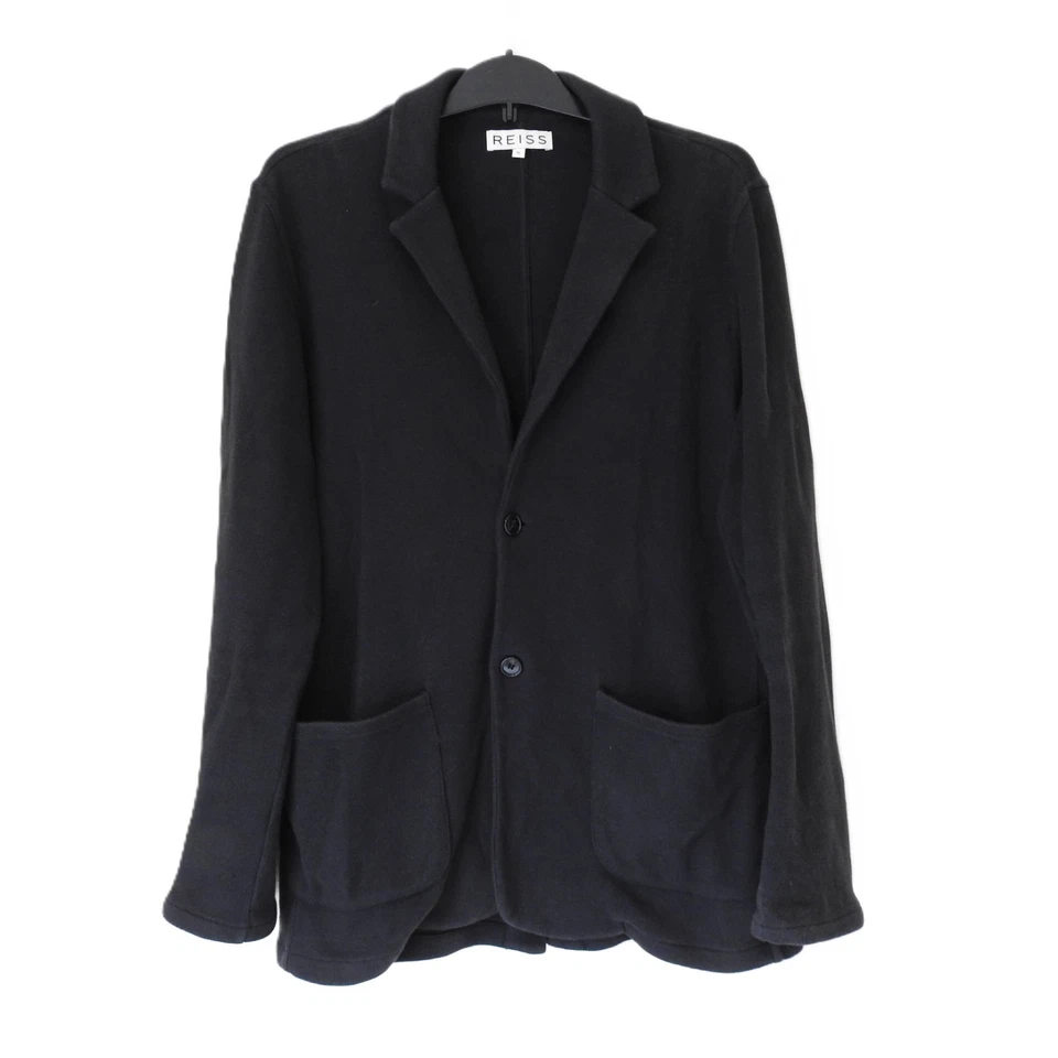 Reiss Casual Knit Jacket Mens XL Black Soft Cotton Fits 42 UK - Image 2 of 4