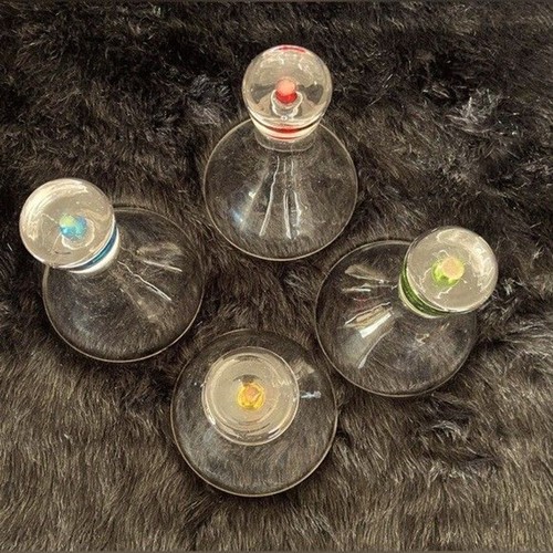 4 Vintage Circleware Martini Cosmo Controlled Bubble Color Ball Base Glasses 4” - Picture 4 of 6