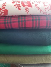3 Lbs Fabric Cotton Flannel Greens and Reds