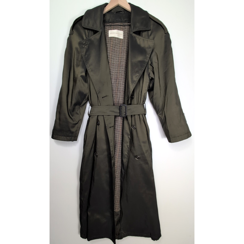 Vintage Jones New York Trenchcoat Damen M/L grün Wollgürtel herausnehmbares Futter