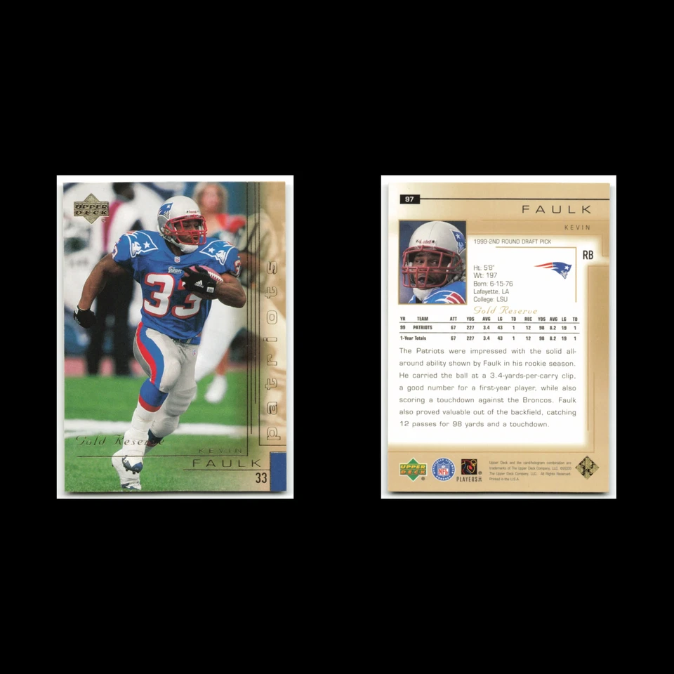 Kevin Faulk #97 2000 Upper Deck Gold Reserve New England Patriots Football Card - Image 3 of 3