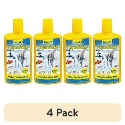 (4 pack) Tetra AquaSafe Aquarium Water Conditioner, Makes Tap Water Safe, Treats