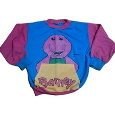 Vintage Barney Color Block Crewneck Sweatshirt 90s Pocket Toddler 5T- 7 Youth