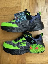 NIB Skechers Kids Boy's Creature Light Up Sneakers Black/Lime Size US 13 NEW