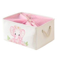 Pink Basket Elephant Storage Bins for Kids, Gift Box for Baby,Collapsible Sto...
