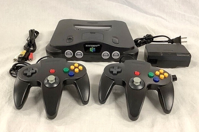 Nintendo 64 Gaming System BLACK Video Game Console 2 x Controller