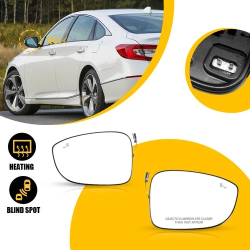 Fits 2018-2022 Honda Accord LH+RH Side Mirror Glass with Heated & Blind Spot 2X