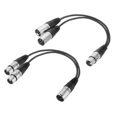 XLR Splitter Cable, 2 Pack 1 Female to 2 Male  1 Male, Silver