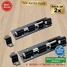 2x Black Heavy Duty Sliding Tower Bolts for Garden Gate/Shed Door Latch UK Stock