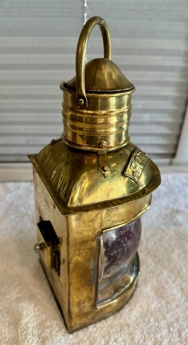 Vintage Brass/Copper Starboard & Port Signal Lanterns Original Red & Blue Glass - Picture 5 of 23