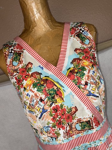 Retro Pin Up 50s Inspired Vacation Cottage Mediterranean Talbots Dress M/L - Bild 1 von 10