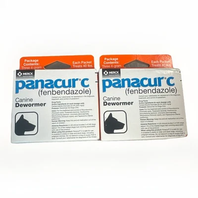 Lot Of 2 Panacur C 4 gram Canine 40lbs Dewormer Treatment, 3 Count, Exp. 8/27