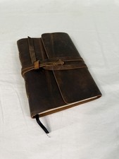 Rustic Leather Journal Notebook Wrap Tie Closure Lined Pages 8.5x6