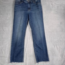 Lauren Ralph Lauren Classic Straight Leg Raw Hem Blue Jeans Women 12 Medium Wash