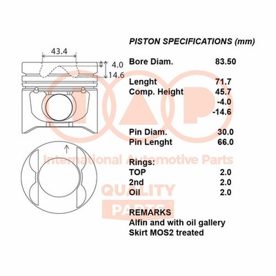 IAP QUALITY PARTS Complete Piston Series 100-12091 for MITSUBI - 050 Upgrade