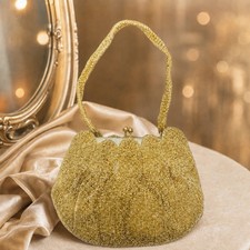 Vintage Walborg Beaded Purse Mid Century Evening Bag Gold Tone