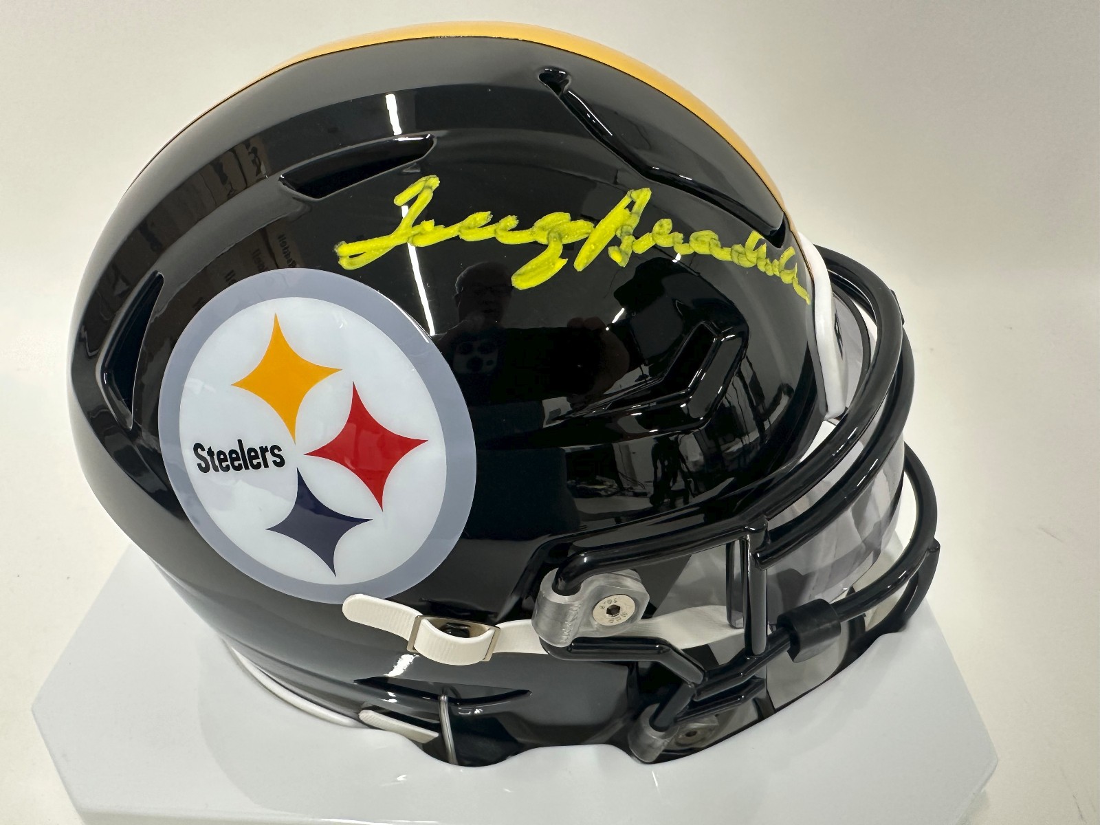 Terry Bradshaw Autographed Signed Pittsburgh Steelers Auto Steelers MIDI SpeedFlex MID-SIZE Helmet Beckett yell 