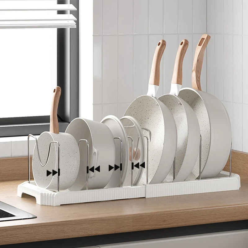 Organizador de sartén ajustable con tapa de olla soporte para tablas de cortar esteras almacenamiento Foto 4 de 4