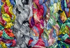 Job lot bundle Yarn Wool Crafts Pom Pom Fancy Shiny Eyelash Ribbon 5x 10m  517