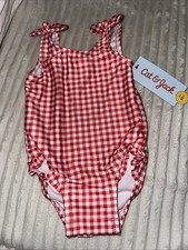 NWT Cat  Jack Infant Girl One Piece Swimsuit 3-6 Months Red White Gingham Baby