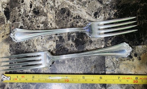 ๐LOT OF 2 ANTIQUE c1907 RALEIGH SILVERPLATED "7 3/8 DINNER FORKS ๐ฝ - Picture 6 of 8