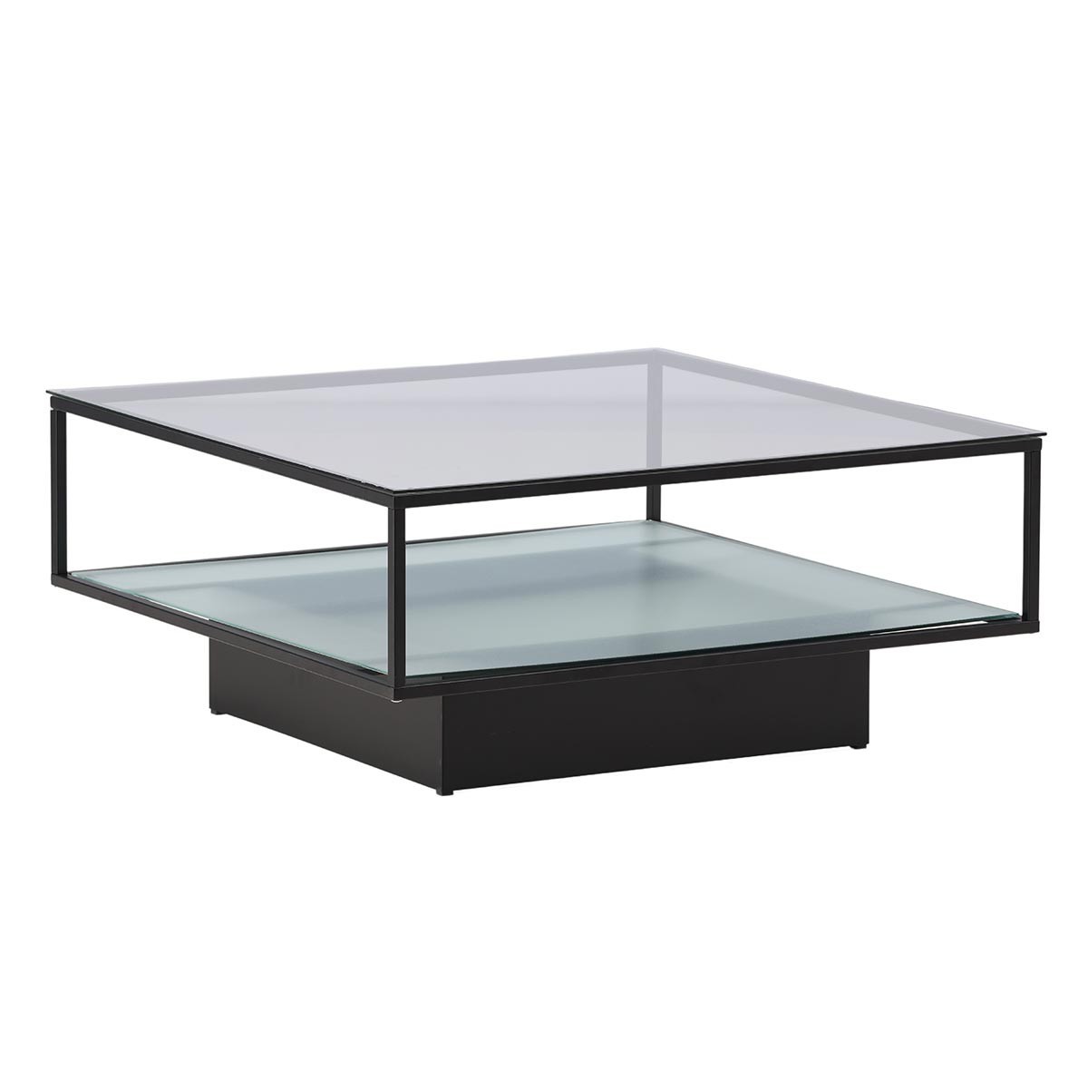 Table basse en verre noir Maglehem 90cm meuble de prestige