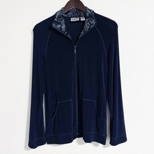 Chicos Travelers Stretch Knit Lightweight Jacket Navy Size S