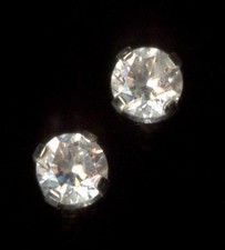 14K Fine Solid White Gold 3mm Round Clear Crystal CZ Solitaire Stud Earrings pt