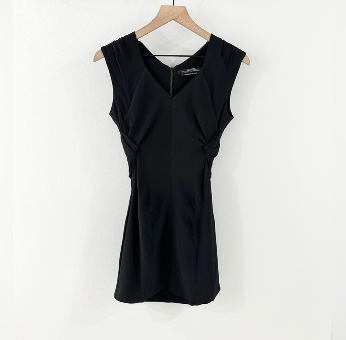 All Saints Black Short Sleeve Ruched Mini Dress Size 6 | eBay