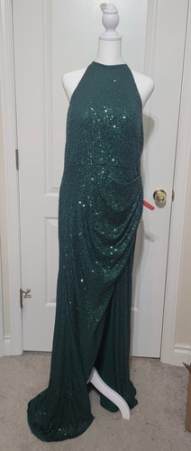 IEENA MAC DUGGAL Emerald, Sequined Halter Gown #26622, MSRP $358, Size 10, NWT - Picture 4 of 10