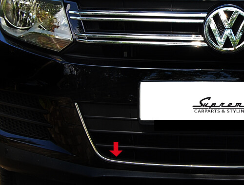 für VW Tiguan 5N 2011-2016 - 3M Chrom Zierleiste für Kühlergrill unten Bogen - Bild 2 von 5